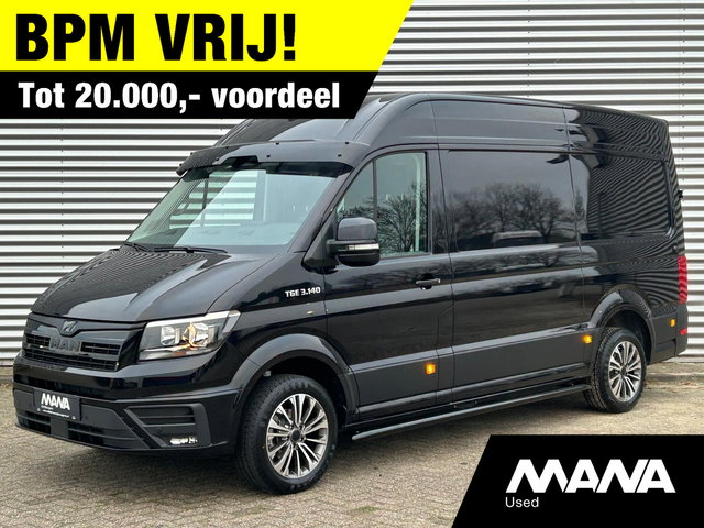 MAN TGE - 3.140 L3H3 Automaat 140PK Zwart Black Lion Cruise control Carplay Camera