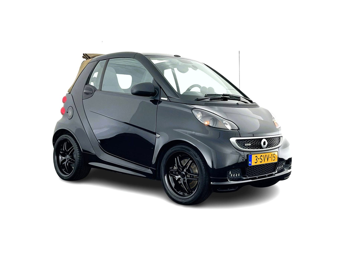 Smart Fortwo cabrio Electric drive Brabus Black-Edition 18 kWh {SOH-99%} Aut. *NAVI-FULLMAP | LEATHER | AIRCO | HEATED-SPORTSEATS | CRUISE | SHIFT-PADDLES  | AIRSCARF | 16'' ALU*