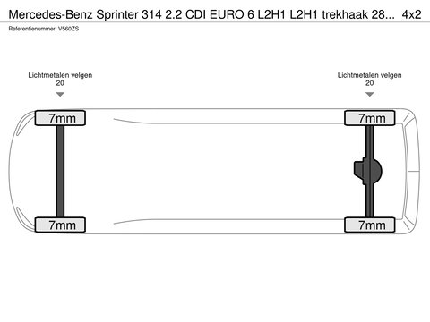 Mercedes-Benz Sprinter 314 2.2 CDI EURO 6 L2H1 L2H1 trekhaak 2800kg 314 2.2 CDI L2H2 EURO VI-D