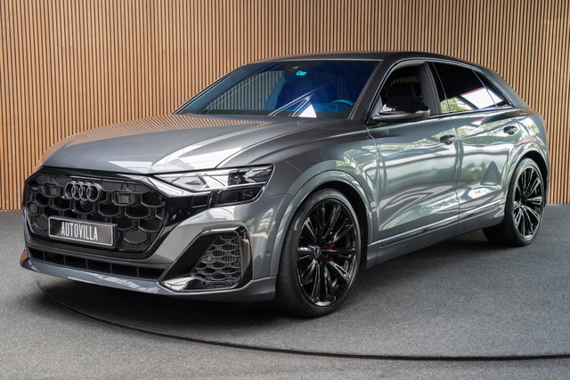 Audi Q8 - 60 TFSI e quattro Pro Line S Competition HUD Panodak 360° B&O ACC Leer LM velgen Memory seats Climate voor en achter PDC Elektr. uitklapbare trekhaak Stoelverwarming voor & achter Niveauregeling Massage Stoelventilatie NIEUW! Fabrieksgarantie!