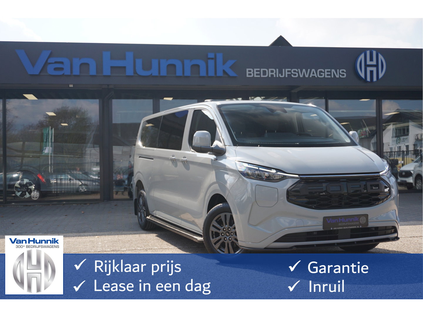 Ford Transit Custom 320L 2.5 PHEV 233PK Dubbel Cabine JWR Edition PRIJS INCL. BPM !! 13" Navi, Adap. Cruise, Camera, 18" LM, Trekhaak!! NR. HYBDCG