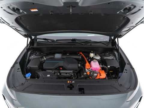 Hyundai Santa Fe 1.6 T-GDI HEV Premium Sky (Face-lift) (INCL-BTW) *PANO | LEATHER | FULL-LED | ADAPTIVE-CRUISE | BLINDSPOT | MEMORY-PACK | DIGI-COCKPIT | SHIFTPADDLES | PRIVACYGLASS | NAVI-FULLMAP | HEAD-UP |19''ALU*