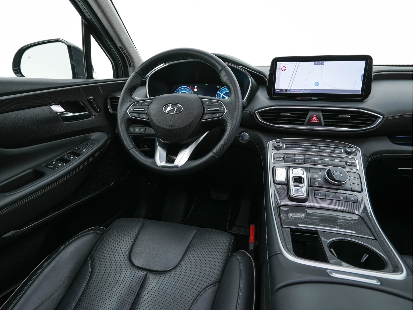Hyundai Santa Fe 1.6 T-GDI HEV Premium Sky (Face-lift) (INCL-BTW) *PANO | LEATHER | FULL-LED | ADAPTIVE-CRUISE | BLINDSPOT | MEMORY-PACK | DIGI-COCKPIT | SHIFTPADDLES | PRIVACYGLASS | NAVI-FULLMAP | HEAD-UP |19''ALU*
