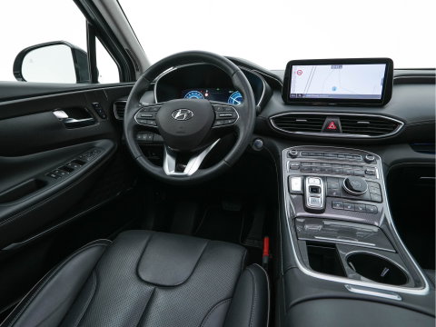 Hyundai Santa Fe 1.6 T-GDI HEV Premium Sky (Face-lift) (INCL-BTW) *PANO | LEATHER | FULL-LED | ADAPTIVE-CRUISE | BLINDSPOT | MEMORY-PACK | DIGI-COCKPIT | SHIFTPADDLES | PRIVACYGLASS | NAVI-FULLMAP | HEAD-UP |19''ALU*