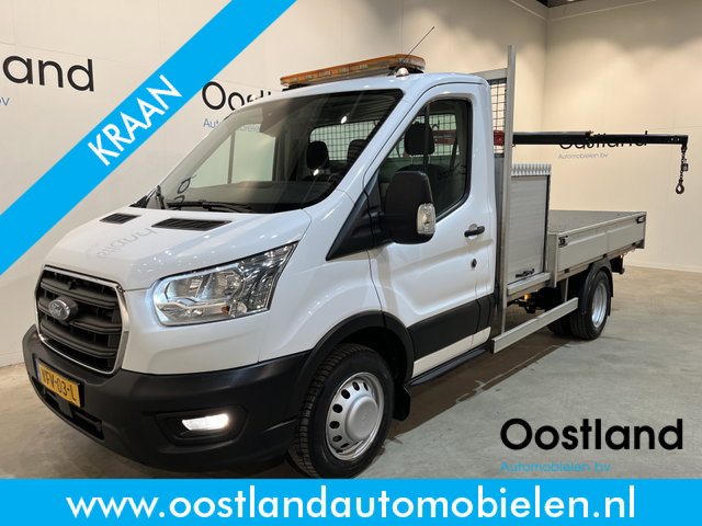 Ford Transit - 350 2.0 TDCI L2 Trend RWD Open Laadbak / Maxilift kraan / Euro 6 / Trekhaak 3.000 KG / Dubbel Lucht / Airco / Cruise Control / 3-Zits / 67.000 KM !!
