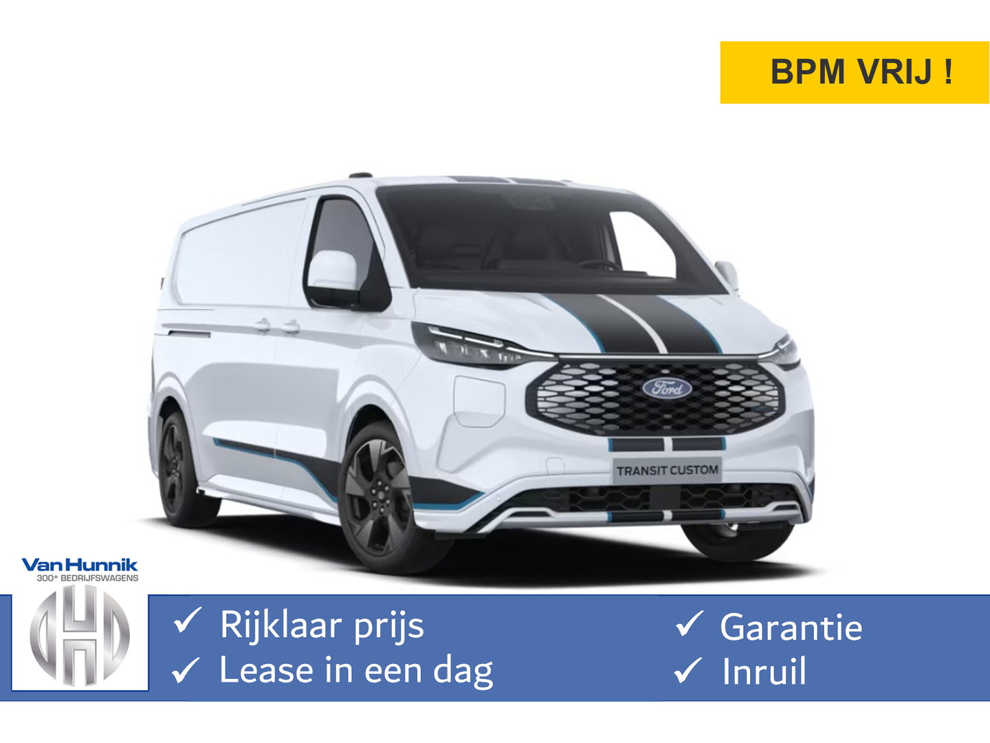 Ford Transit Custom 340L 218PK 71KWH Sport AUT Elektrisch Navi, ACC, 360° Cam B&O, 19" LM, 2x Schuifdeur!! NR. P02*