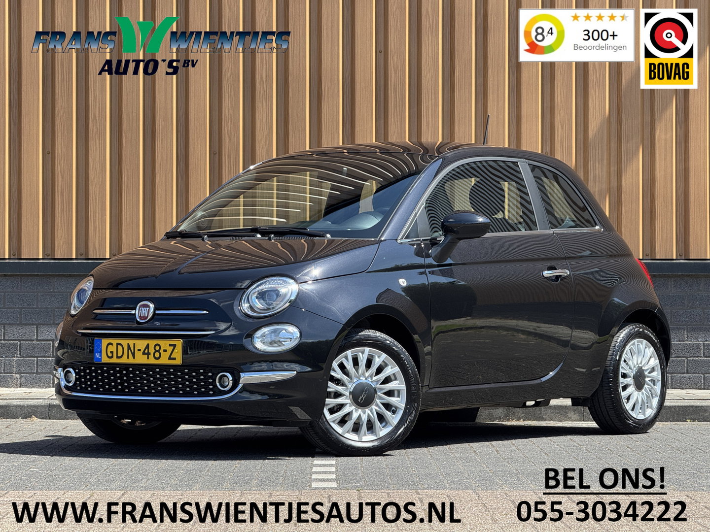 Fiat 500 1.0 Hybrid Dolcevita | Apple Carplay | Android Auto | Origineel Nederlands | Panoramadak | Cruise Control |  Airconditioning | Parkeersensoren | 15" Lichtmetaal | DAB | Elektrische Spiegels |