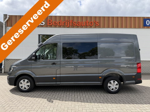 Volkswagen Crafter 35 2.0 TDI 177pk L3H3 ( L2H2 ) DC 6 persoons Comfortline / euro 6 / bpm vrij / vaste prijs rijklaar € 31.950 ex btw / lease vanaf € 521 / airco / cruise / grijs metallic !