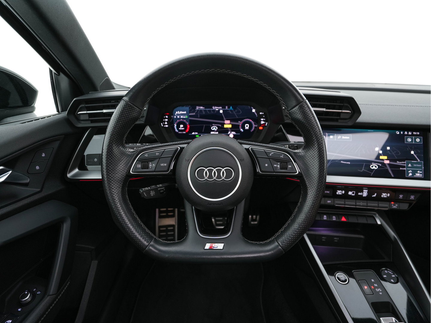 Audi A3 Limousine 30 TFSI S-Line Edition (INCL-BTW) Aut. *PANO | LEATHER-FABRIC | FULL-LED | AMBIENTLIGHT | SPORTSEATS | DIGI-COCKPIT | NAVI-FULLMAP | PRIVACYGLASS | SHIFTPADDLES | DAB+ | CRUISE | KEYLESS | PDC | 18"ALU*