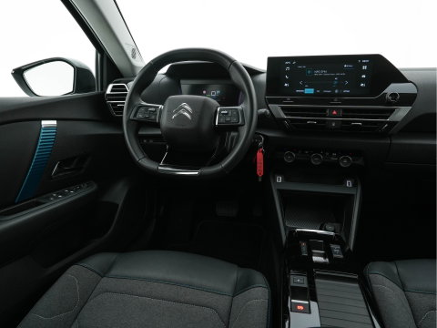 Citroën Ë-C4 X Feel Pack 50 kWh [ 3-Fase-11Kw ] {SOH-91%} (INCL-BTW) *HEATPUMP | FULL-LED | LEATHER-FABRIC | DIGI-COCKPIT | DAB | COMFORTSEATS | CAMERA | ECC | CARPLAY | LANE-ASSIST | PDC | CRUISE | 18''ALU*