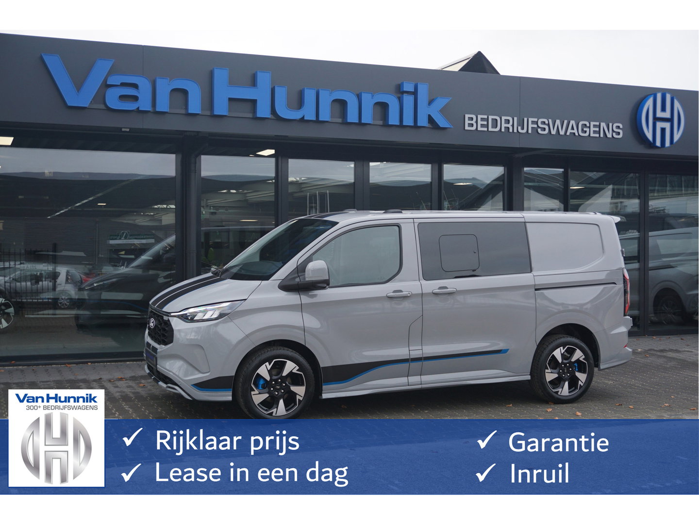 Ford Transit Custom 320S 2.5 PHEV Hybride 233PK DC Sport AUT Prijs incl BPM! Navi, ACC, 360° Cam, 19" LM, 2x Schuifdeur!! NR. B01*