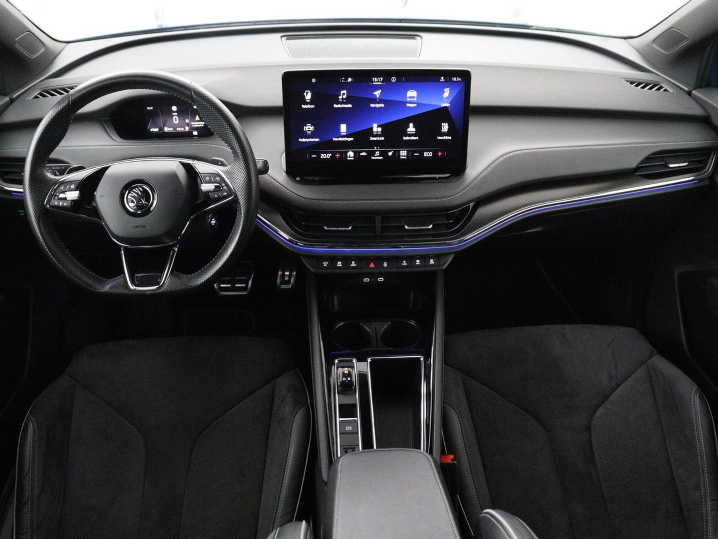 Škoda Enyaq iV 80 Sportline | SOH 92.7% | Leder/alcantara | Stuur verwarming | Camera | Park assist | Cruise control | Carplay | Sfeerverlichting | 21''