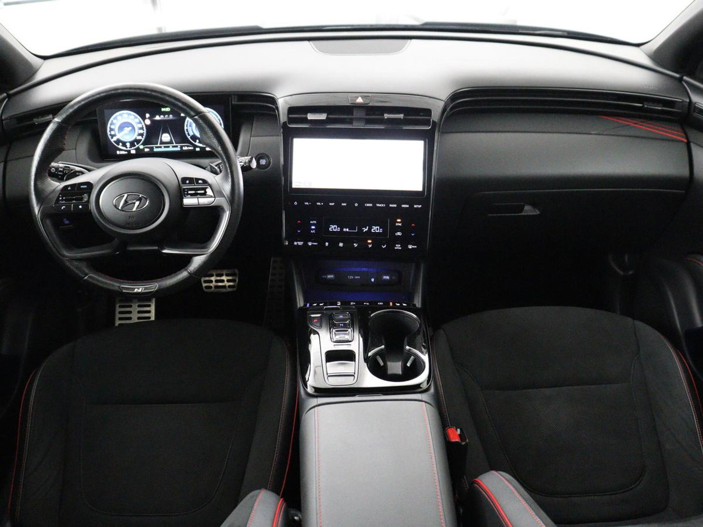 Hyundai Tucson 1.6 T-GDI HEV N Line | Leder/alcantara | Stoelkoeling | Stuur/stoel verwarming | Adaptive cruise | 360 camera | Carplay | Krell sound | Full LED |