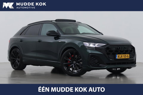 Audi Q8 60 TFSI e quattro Pro Line S Competition | Verde Zeltweg | Luchtvering | Trekhaak | Soft-Close | Panoramadak | B&O | 23 Inch