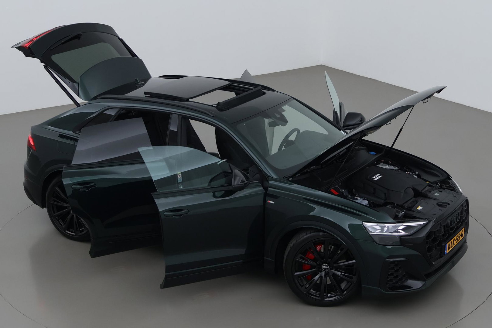 Audi Q8 60 TFSI e quattro Pro Line S Competition | Verde Zeltweg | Luchtvering | Trekhaak | Soft-Close | Panoramadak | B&O | 23 Inch