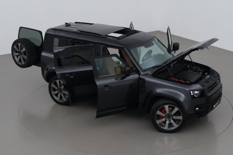 Land Rover Defender 2.0 P300e 110 X | FACELIFT | ClearSight | Meridian Surround | Trekhaak | Luchtvering | Koelbox | Panoramadak | 22 Inch