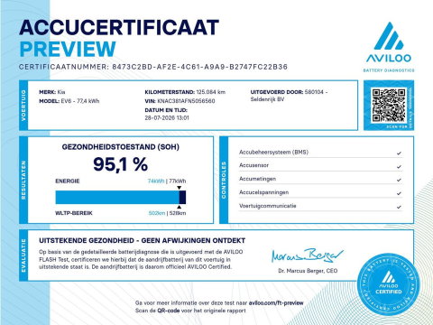 Kia Ev6 Plus 77.4 kWh Navi | Virtual Display | SOH 95.1% | Leder | Elec. Stoelen | Stoelverwarming | Stoelventilatie | Cruise Control | Camera | Carplay | DAB+