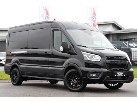 Ford Transit 350 2.0 TDCI L3H2 Black Edition Camera, Cruise, Carplay, 185pk, Xenon, Multimedia, Automaat, Trekhaak, Sensoren, Uniek!