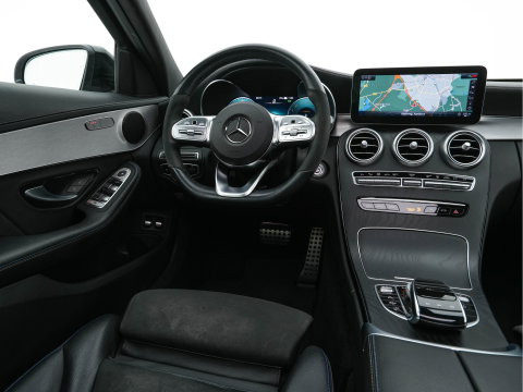 Mercedes-Benz C-Klasse 300 e Business Solution AMG Limited (Plug-in) {SoH-94%} (INCL.BTW) Aut. *PANO | LEATHER-FABRIC | MULTIBEAM-LED | TOP-VIEW | DIGI-COCKPIT | BLIND-SPOT | HEATED-SPORTSEATS | SHIFT-PADDLES | NAVI-FULLAMP | PRIVACY-GLASS | PDC | CRUISE | TOWBAR | 18''