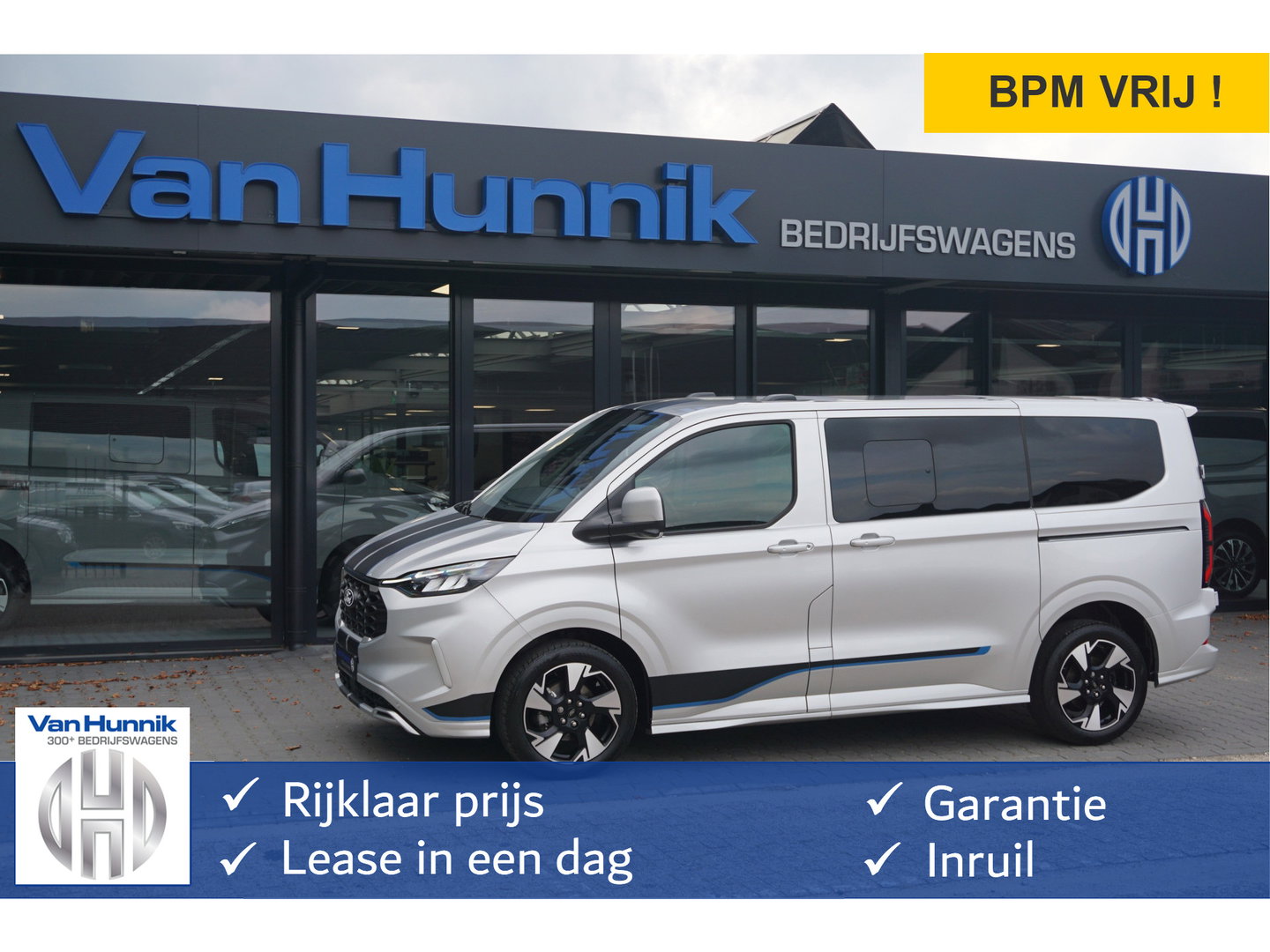 Ford Transit Custom 320S 170PK DC Sport AUT BPM VRIJ Demo!! Navi, ACC, 360° Cam, 19" LM, Elek. Schuifdeur!! NR. ART01*