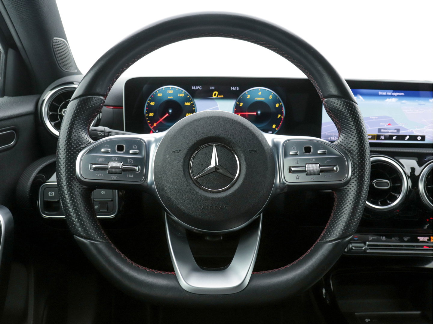 Mercedes-Benz A-Klasse 160 AMG-Styling Business Solution (INCL-BTW) *FULL-LED |  LEATHER-MICROFIBRE | KEYLESS | CARBON-INLAY | HEATED-SPORTSEATS | WIDE-SCREEN | NAVI-FULLMAP | CAMERA | ECC | PDC | CRUISE | CARPLAY | AMBIENTLIGHT | PRIVACY-GLASS | 1