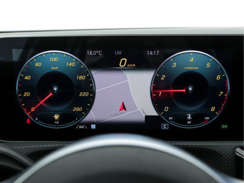 Mercedes-Benz A-Klasse 160 AMG-Styling Business Solution (INCL-BTW) *FULL-LED |  LEATHER-MICROFIBRE | KEYLESS | CARBON-INLAY | HEATED-SPORTSEATS | WIDE-SCREEN | NAVI-FULLMAP | CAMERA | ECC | PDC | CRUISE | CARPLAY | AMBIENTLIGHT | PRIVACY-GLASS | 1