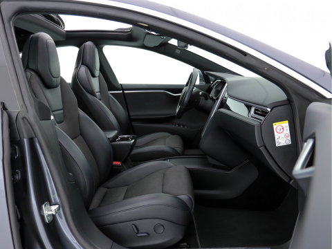 Tesla Model S 235 Kw Base [ 3-Fase-17kW ] {SoH-87%} (INCL-BTW) *PANO | AUTO-PILOT | KEYLESS | FULL-LED | 1/2-LEATHER | NAVI-FULLMAP | SURROUND-VIEW | APP-CONNECT | LANE-ASSIST | DIGI-COCKPIT | DAB | SPORT-SEATS | 19"ALU