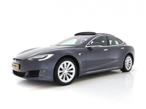 Tesla Model S 235 Kw Base [ 3-Fase-17kW ] {SoH-87%} (INCL-BTW) *PANO | AUTO-PILOT | KEYLESS | FULL-LED | 1/2-LEATHER | NAVI-FULLMAP | SURROUND-VIEW | APP-CONNECT | LANE-ASSIST | DIGI-COCKPIT | DAB | SPORT-SEATS | 19"ALU