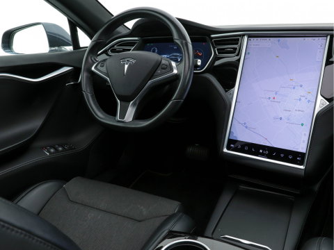 Tesla Model S 235 Kw Base [ 3-Fase-17kW ] {SoH-87%} (INCL-BTW) *PANO | AUTO-PILOT | KEYLESS | FULL-LED | 1/2-LEATHER | NAVI-FULLMAP | SURROUND-VIEW | APP-CONNECT | LANE-ASSIST | DIGI-COCKPIT | DAB | SPORT-SEATS | 19"ALU