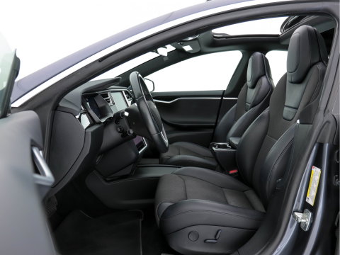 Tesla Model S 235 Kw Base [ 3-Fase-17kW ] {SoH-87%} (INCL-BTW) *PANO | AUTO-PILOT | KEYLESS | FULL-LED | 1/2-LEATHER | NAVI-FULLMAP | SURROUND-VIEW | APP-CONNECT | LANE-ASSIST | DIGI-COCKPIT | DAB | SPORT-SEATS | 19"ALU