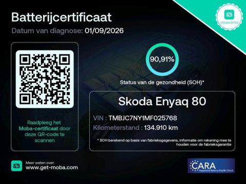 Škoda Enyaq iV 80 LEER/ ADAPTIVE CRUISE/ TREKHAAK/ BLINDSPOT/ ELEKT. STOEL/ SOH 90%