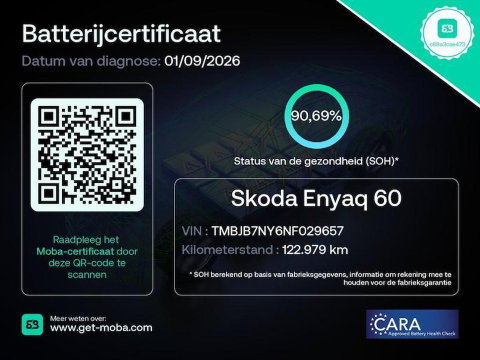 Škoda Enyaq iV 60 WARMTEPOMP/ ADAPTIVE CRUISE/ TREKHAAK/ BLINDSPOT/ CAMERA/ SOH 90%