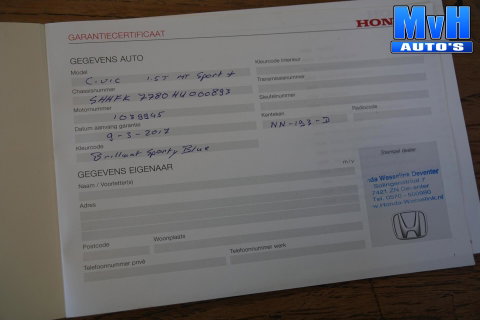 Honda Civic 1.5 i-VTEC Sport Plus|SCHUIFDAK|ACC|CAMERA|NAP