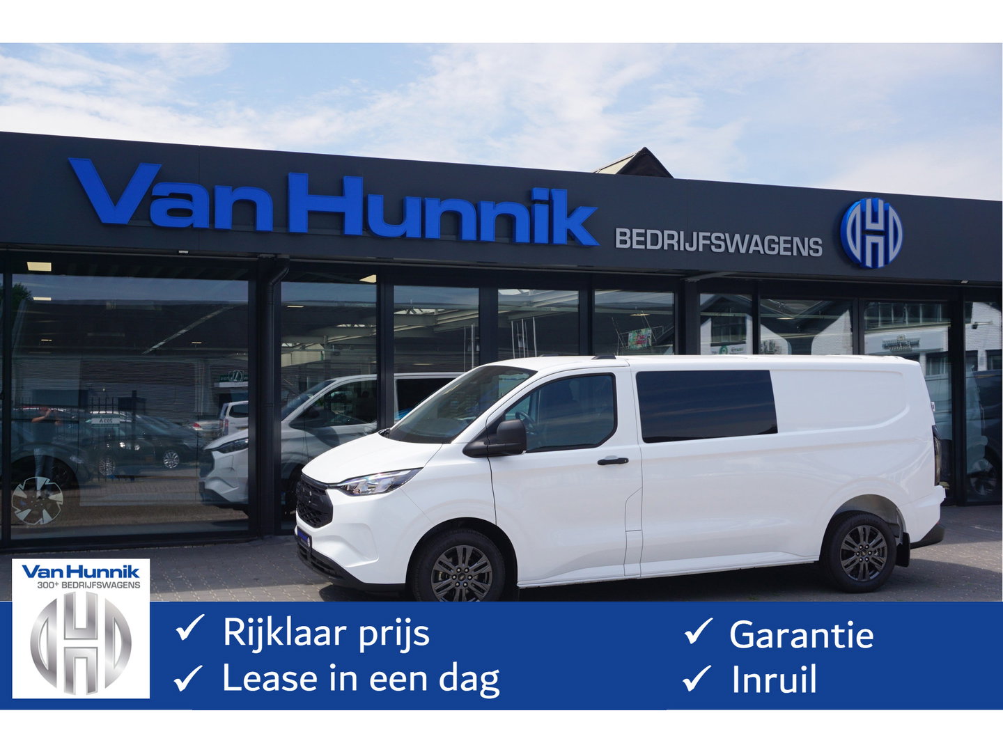 Ford Transit Custom 320L 2.5 PHEV Hybride 233PK Dubbel Cabine PRIJS INCL. BPM !! 13" Navi, Adap. Cruise, Camera 17" LM!! NR. HYB025
