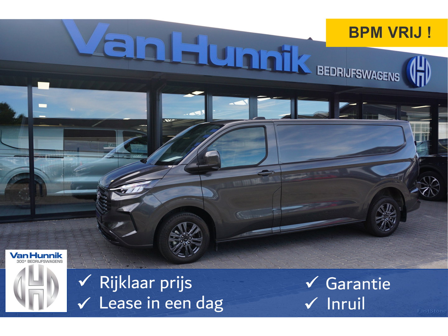 Ford Transit Custom 320L 218PK 71KWH Limited Elektrisch AUT BPM VRIJ!! Navi, ACC, 360° Cam, 17" LM, Trekhaak!! NR. EC32