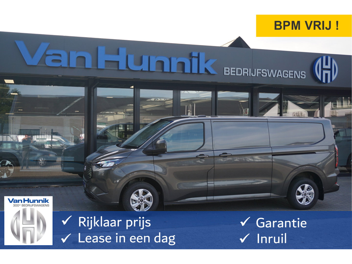 Ford E-Transit Custom 320L 218PK 71KWH AWD Limited Elektrisch AUT BPM VRIJ!! Apple CP/Android A, LED, Trekhaak, 2x Schuifdeur!! NR. EC51