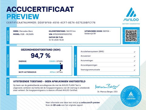 Mercedes-Benz EQB 300 4MATIC AMG Line 67 kWh | SOH 94,7% | Panoramadak | Half leder | Memory | Stoelverwarming | Cruise control | Head-up | 360 Camera | Sfeerverlichting