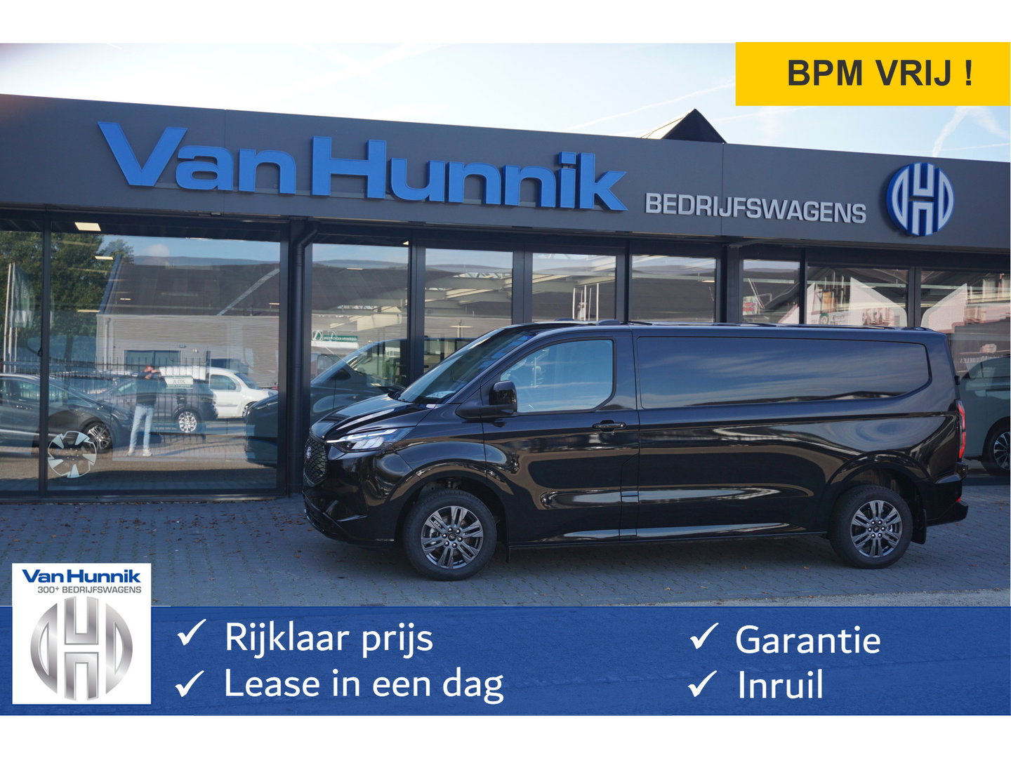 Ford E-Transit Custom 340L 218PK 71KWH Limited Elektrisch AUT BPM VRIJ!! Navi, ACC, 360° Cam, 17" LM!! NR. EC30
