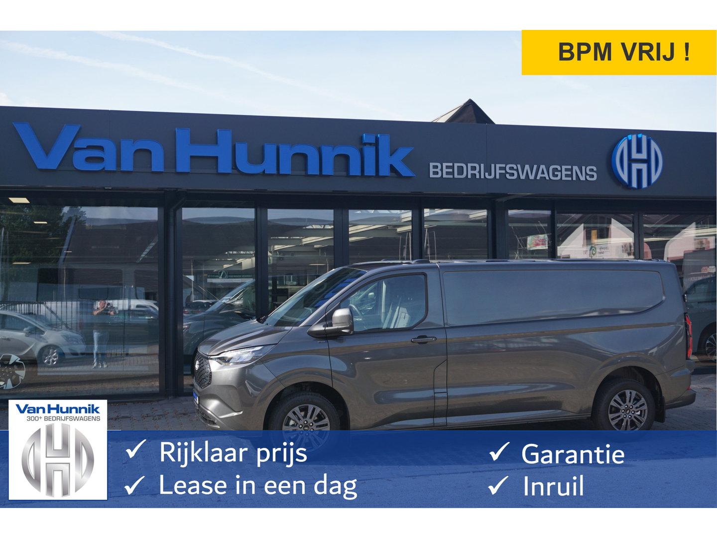 Ford E-Transit Custom 340L 218PK 71KWH Limited AUT BPM VRIJ!! Navi, ACC, 360° Cam, 17" LM, Trekhaak!! NR. EC32