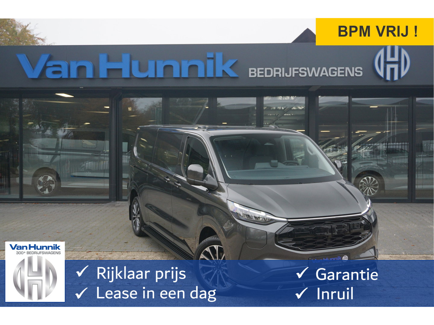 Ford E-Transit Custom 340L 218PK 71KWH AWD JWR EDITION Elektrisch AUT BPM VRIJ!! Apple CP/Android A, LED, Trekhaak, 2x Schuifdeur 19" LM!! NR. EC51